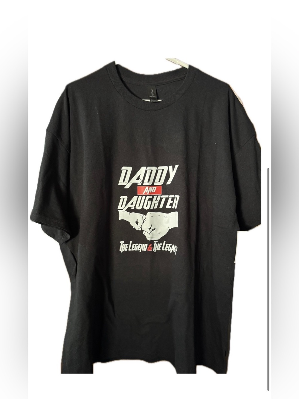 Gildan Black Daddy and Daughter Graphic Tee with White and Red Print